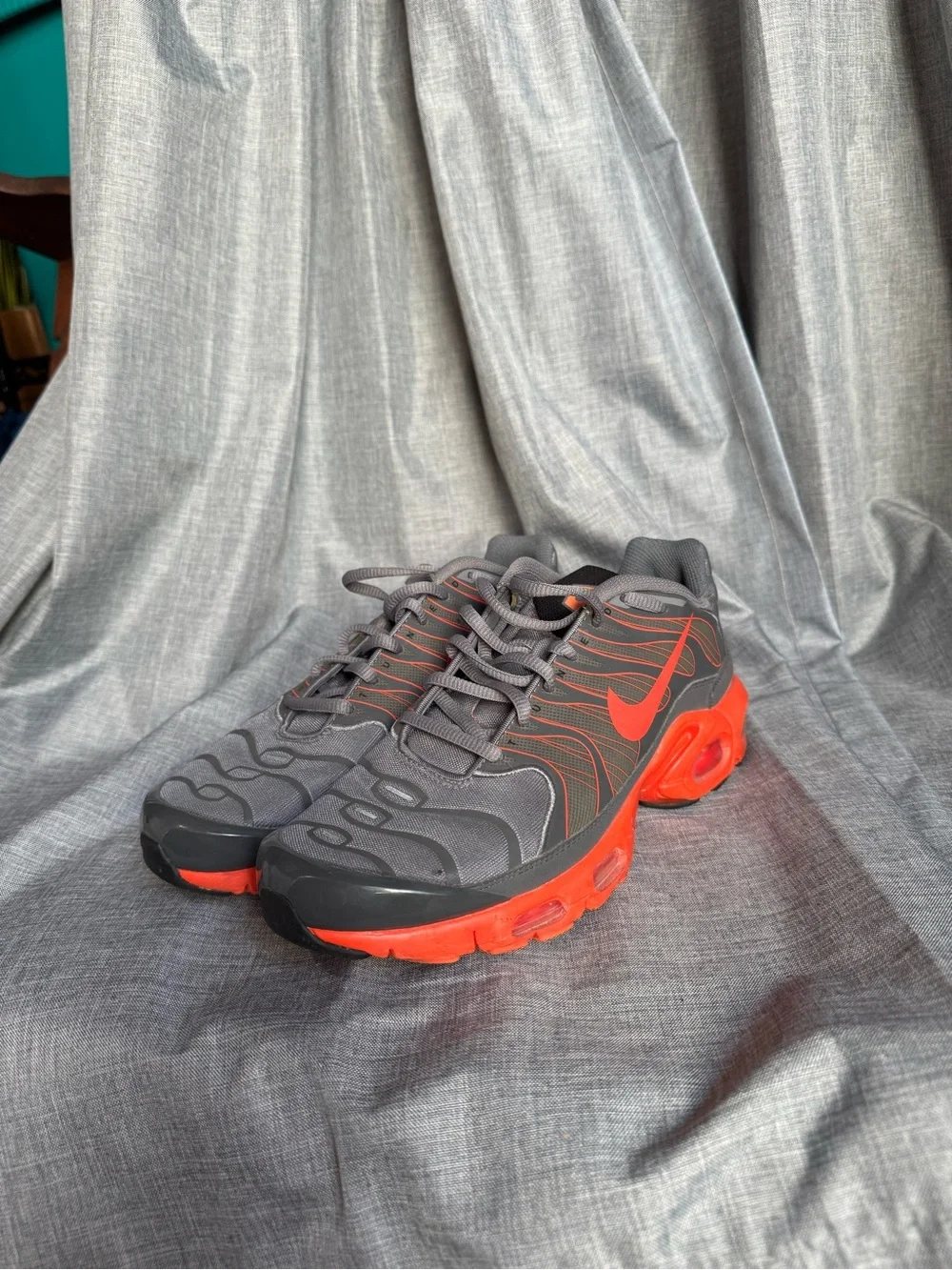 Nike Kids Sneakers - Gray with Bright Orange Accents